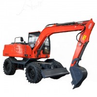 single tire wheel excavator with hydraulic sugar cane grapple 360 degree rotation